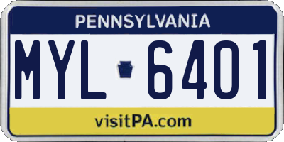 PA license plate MYL6401