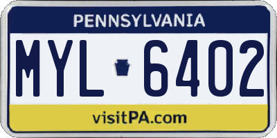 PA license plate MYL6402