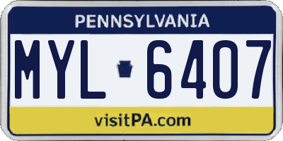 PA license plate MYL6407