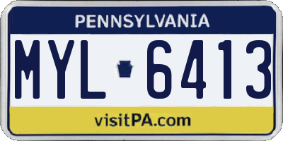 PA license plate MYL6413
