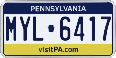 PA license plate MYL6417