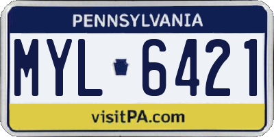 PA license plate MYL6421