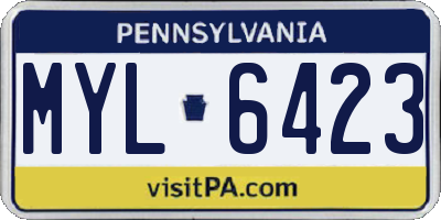 PA license plate MYL6423