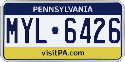 PA license plate MYL6426