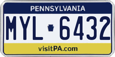 PA license plate MYL6432