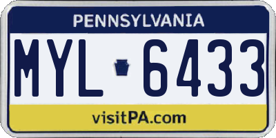 PA license plate MYL6433