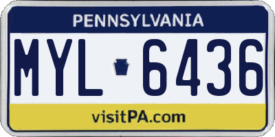 PA license plate MYL6436