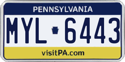 PA license plate MYL6443