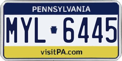 PA license plate MYL6445
