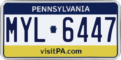 PA license plate MYL6447