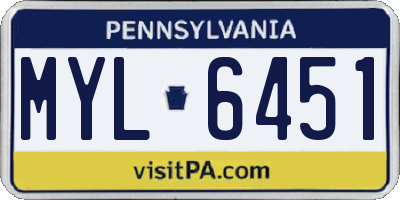 PA license plate MYL6451