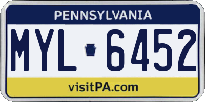 PA license plate MYL6452
