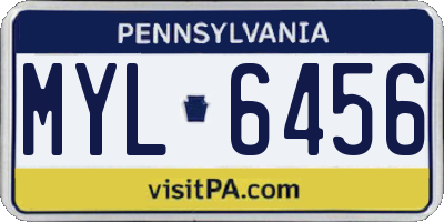 PA license plate MYL6456