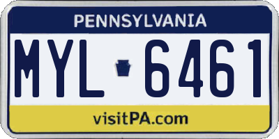 PA license plate MYL6461