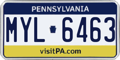 PA license plate MYL6463