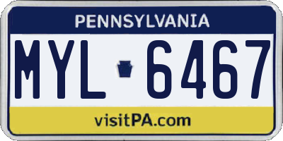 PA license plate MYL6467
