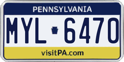 PA license plate MYL6470