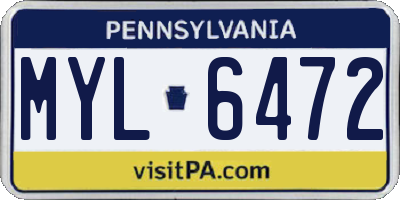 PA license plate MYL6472