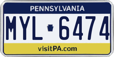 PA license plate MYL6474