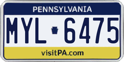 PA license plate MYL6475