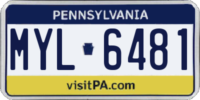PA license plate MYL6481