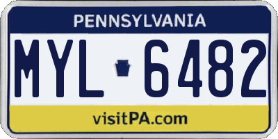 PA license plate MYL6482
