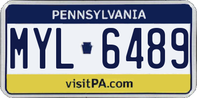 PA license plate MYL6489