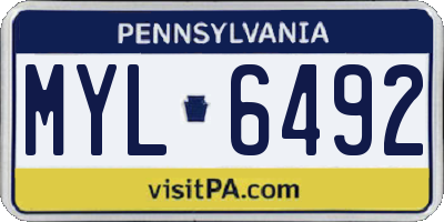 PA license plate MYL6492