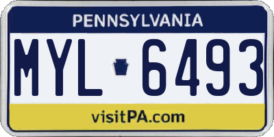 PA license plate MYL6493