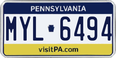 PA license plate MYL6494