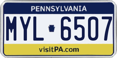 PA license plate MYL6507