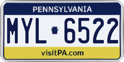 PA license plate MYL6522