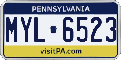 PA license plate MYL6523