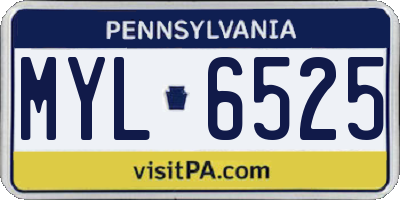 PA license plate MYL6525