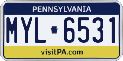 PA license plate MYL6531