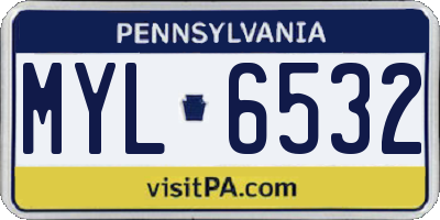 PA license plate MYL6532