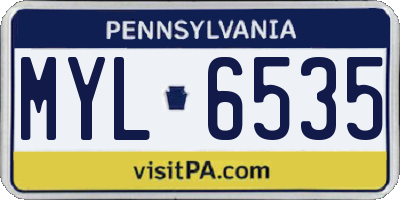PA license plate MYL6535