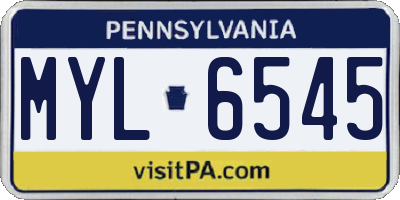 PA license plate MYL6545