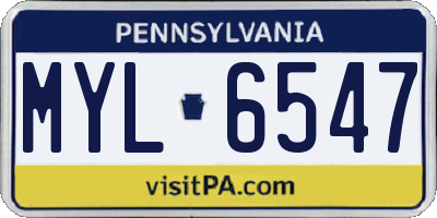 PA license plate MYL6547