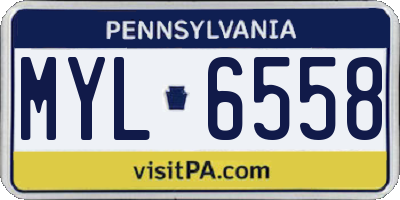PA license plate MYL6558