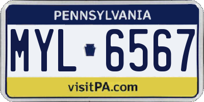 PA license plate MYL6567