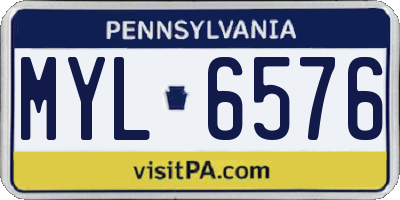 PA license plate MYL6576