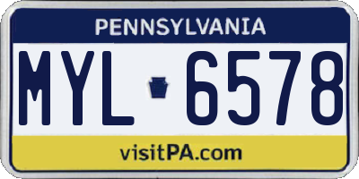 PA license plate MYL6578