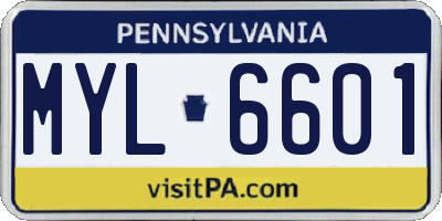 PA license plate MYL6601