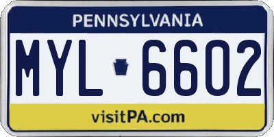 PA license plate MYL6602