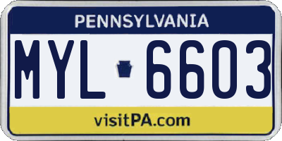 PA license plate MYL6603