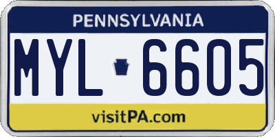 PA license plate MYL6605