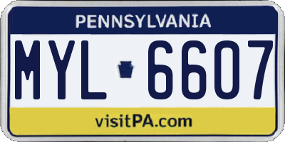 PA license plate MYL6607