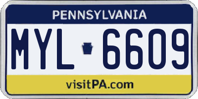 PA license plate MYL6609