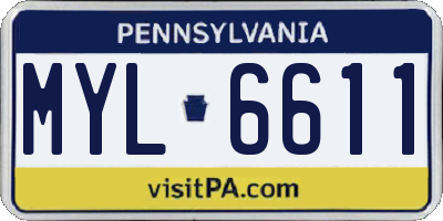 PA license plate MYL6611